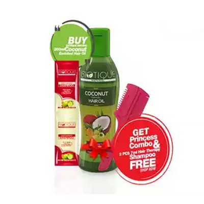 Biotique Natural Coconut Hair Oil (Free Comb With 2 Pcs 7 ml Shampoo) -  Online Grocery Shopping and Delivery in Bangladesh | Buy fresh food items,  personal care, baby products and more